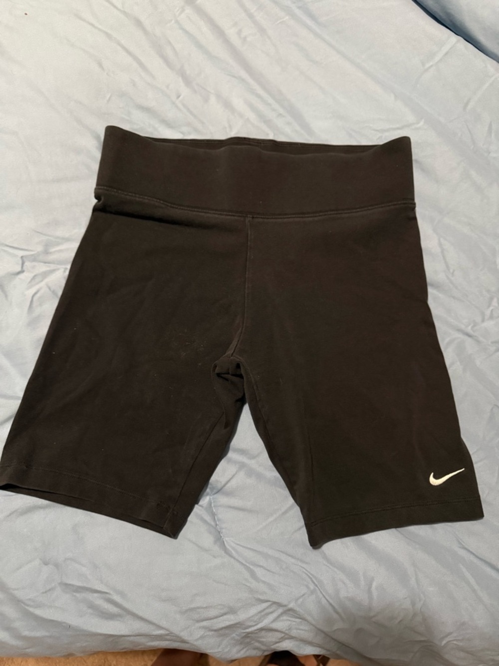 Nike Black High-Rise Bike Shorts with White Swoosh